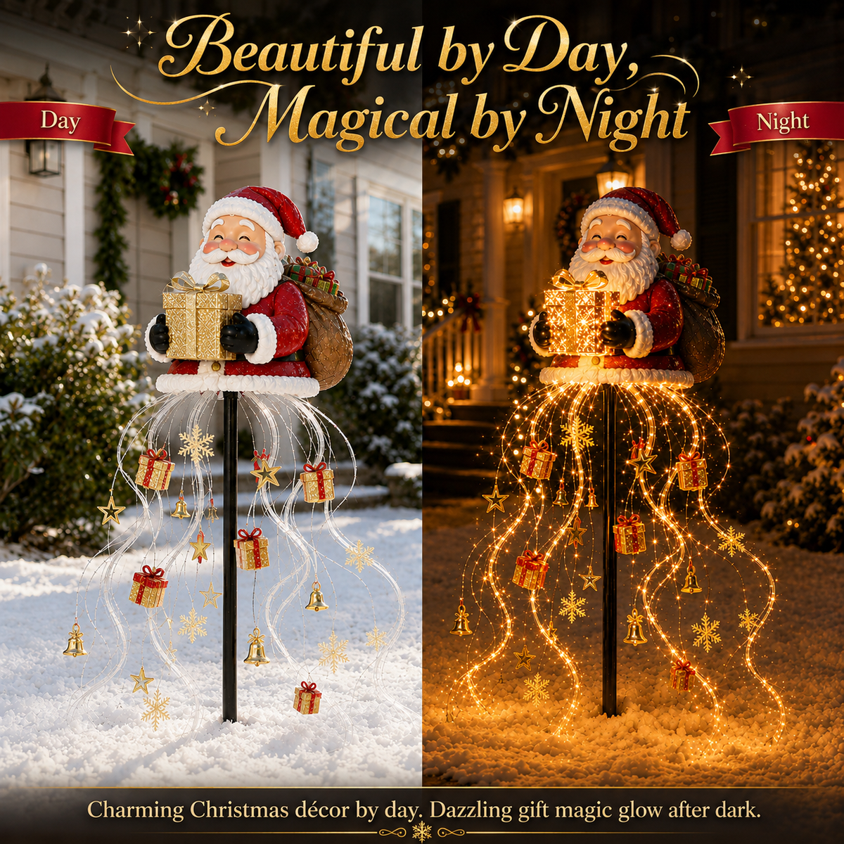 Santa s Golden Gift Fountain Light
