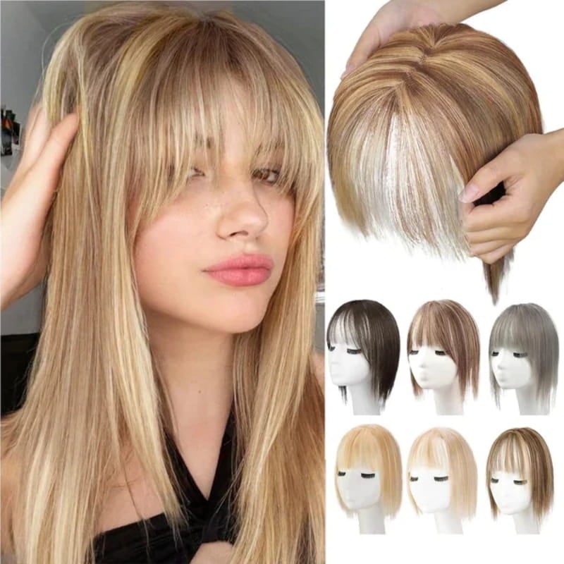 Superior Quality-Natural Hair Toppers With Bangs For Women