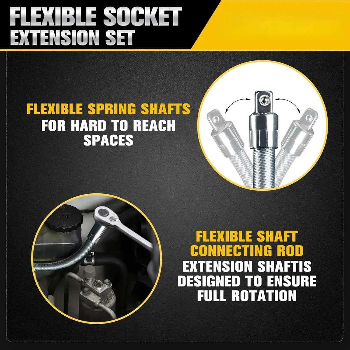 2026 1/2 Inch 35cm Socket Ratchet Wrench Set - 3 Bendable Shafts, Wrench Extender Tool, Connecting Rod
