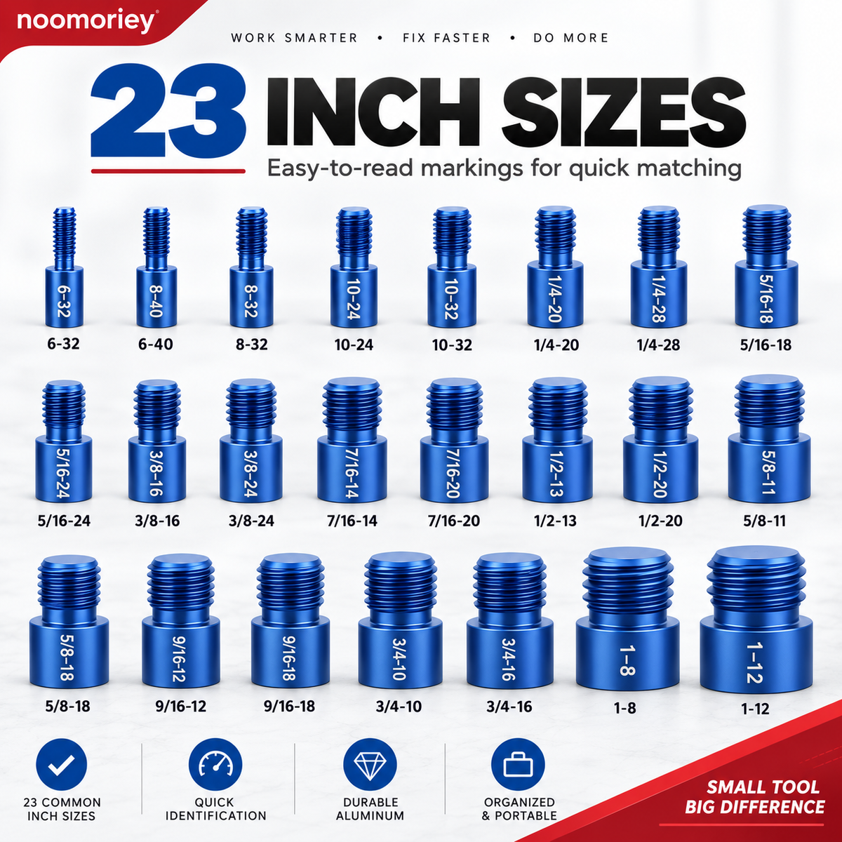 26/44-Piece Nut & Bolt Thread Checker Metric & SAE Thread Gauge Kit with Storage Case