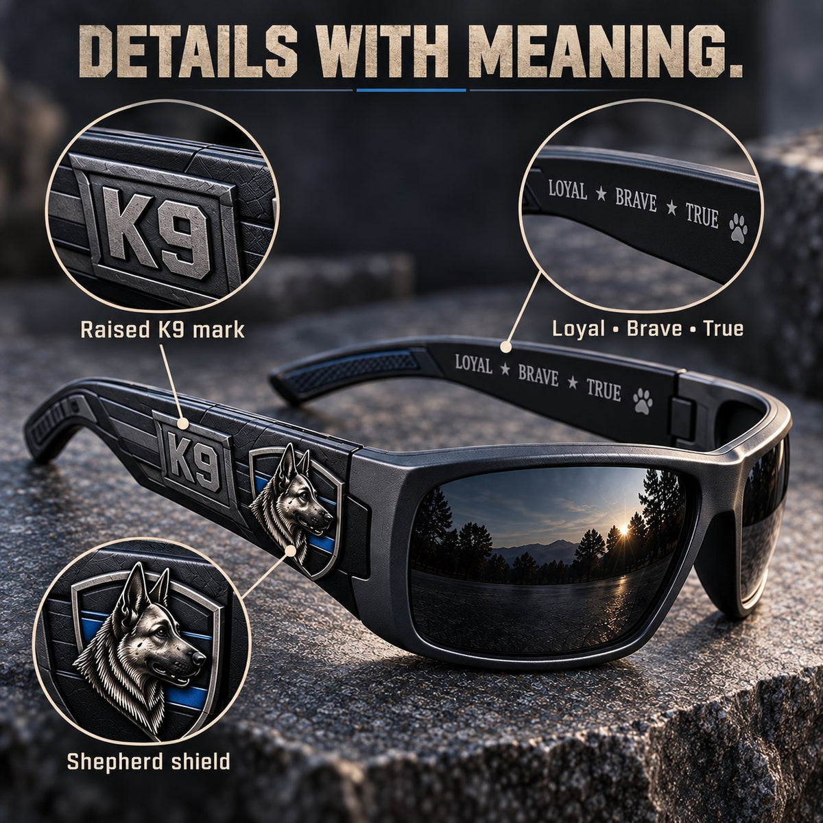 K9 Guardian Sunglasses | Rugged K9-Inspired Design with Working-Dog Details & Bold Everyday Style