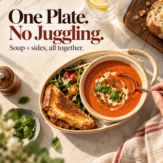 2-in-1 Soup & Side Bowl Cozy Meal Serving Set with Handle