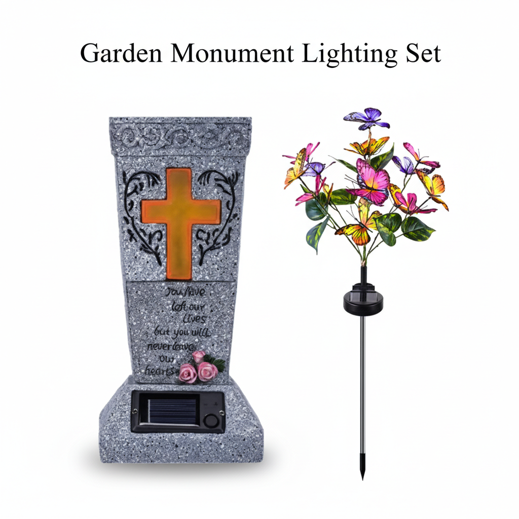 arrival Solar LED Grave Vase with Ground Spike for Cemetery Headstones Memorial Flower Holder