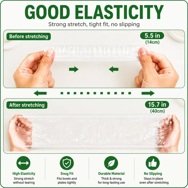 Disposable Elastic Stretch Food Covers 100PCS | Quick Food Storage for Bowls & Plates