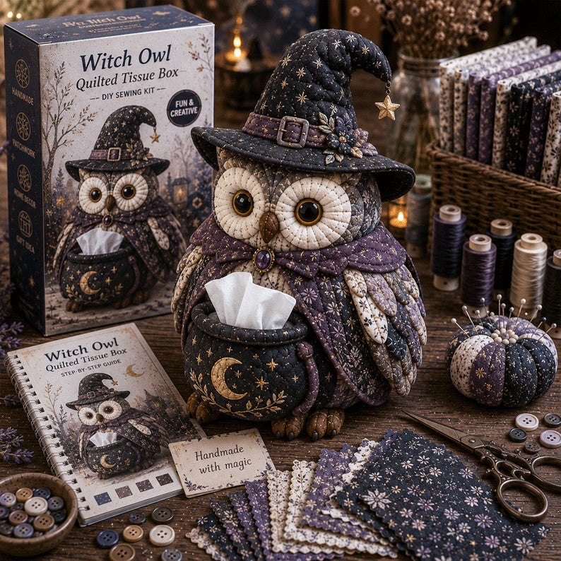 Wise Owl Quilted Tissue Box DIY Sewing Kit