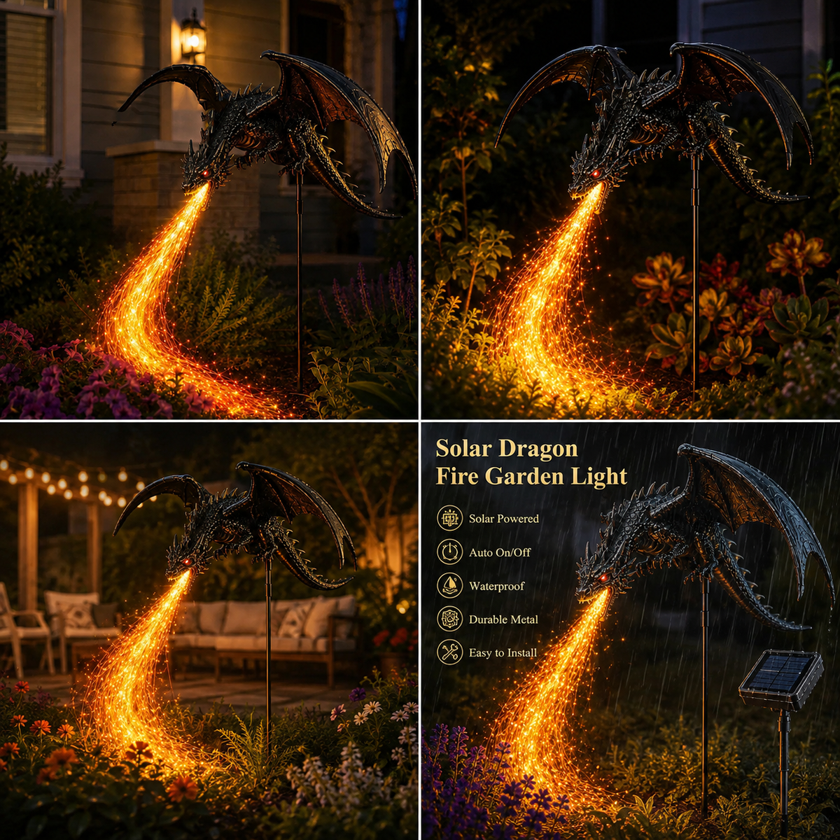 2027 Fellime Dragon s Ember Solar Garden Decor