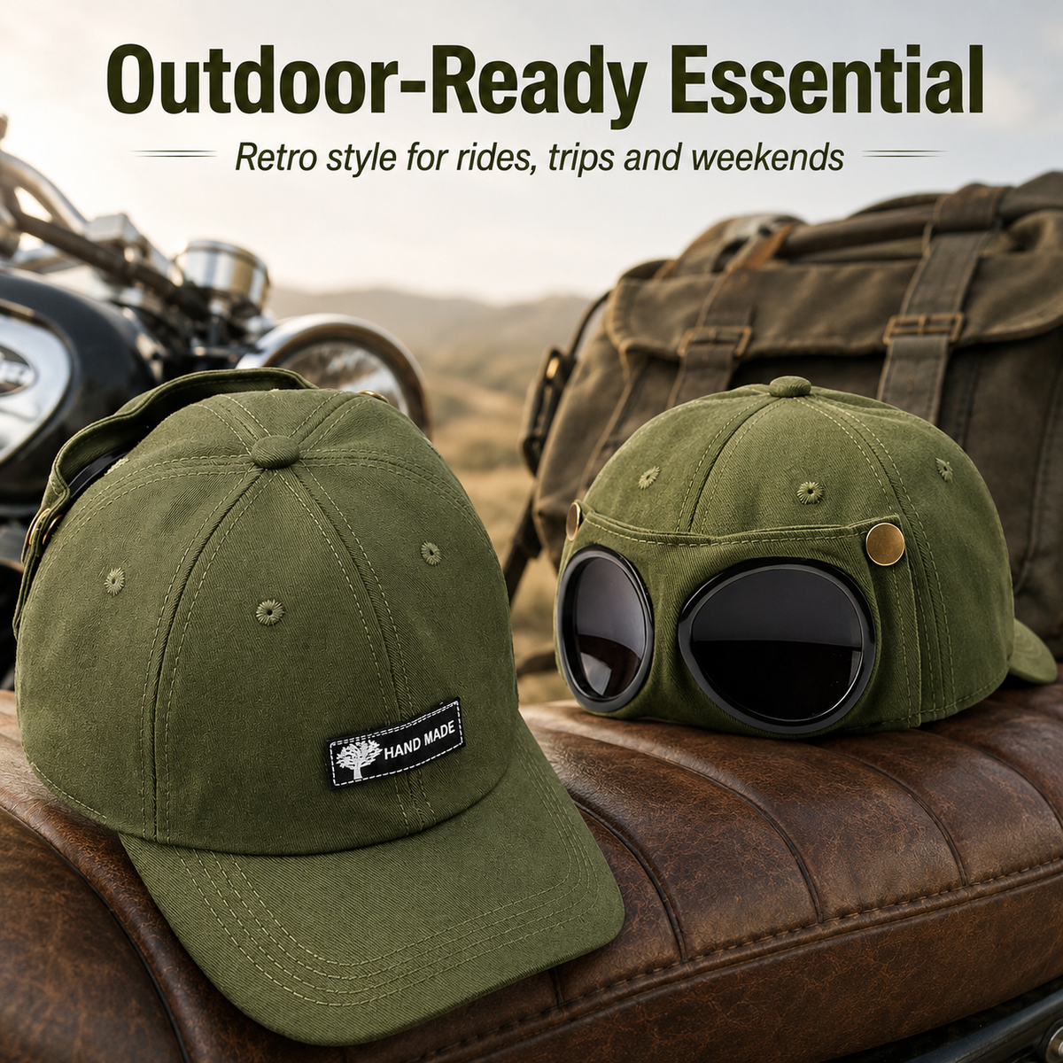 Men's Retro Pilot Baseball Cap Glasses-Ready Statement Style