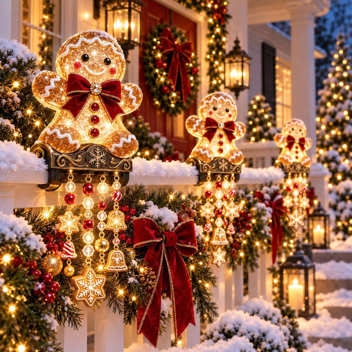 Christmas Porch Railing Lights 4 Festive Character Designs