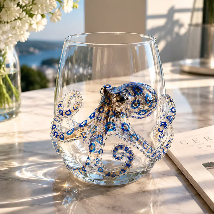 Blue Ringed Octopus Handcrafted Glassware