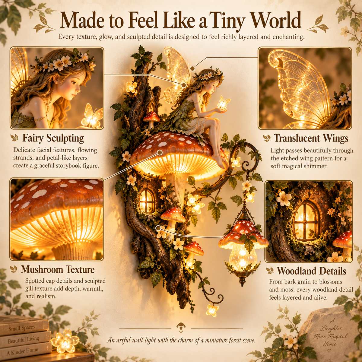 Enchanted Mushroom Fairy Wall Light