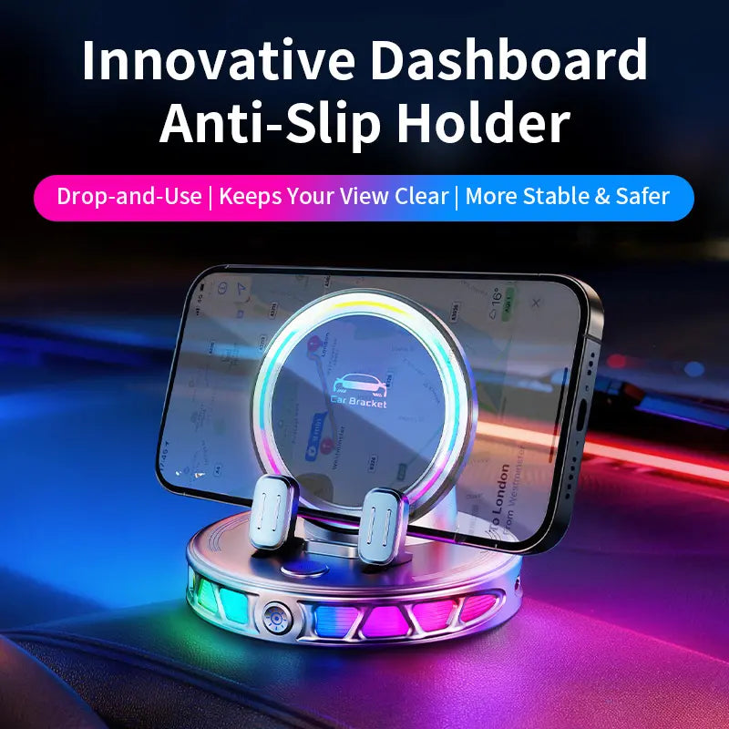 360 Rotating Wireless Charging Car Phone Mount with RGB Ambient Light