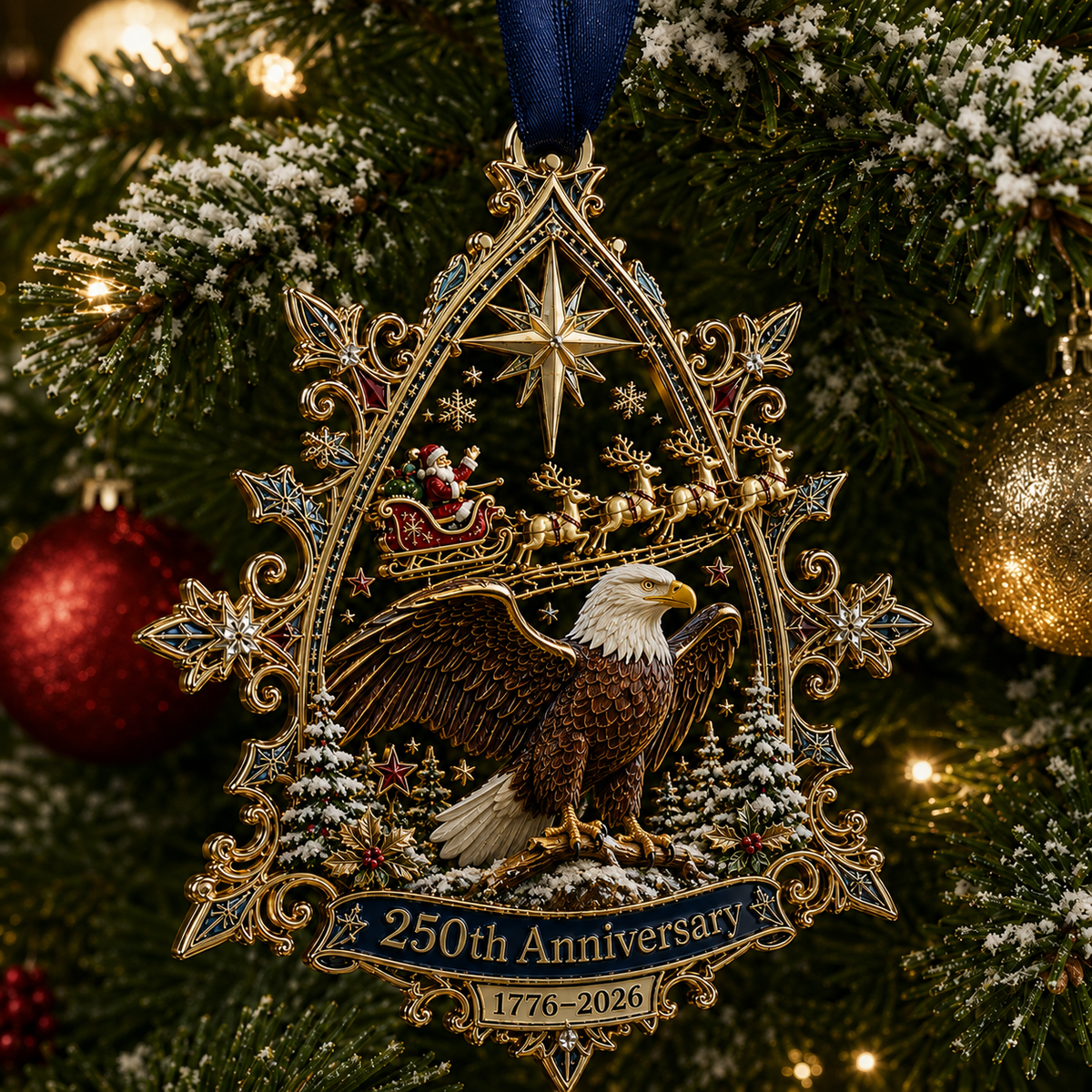 250th Anniversary: Santa Flying Over the White House on a Snowy Night