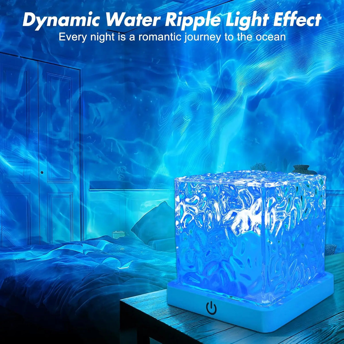 Rechargeable Waterproof Shower Light 16 Colors Ocean Wave Projector with Remote