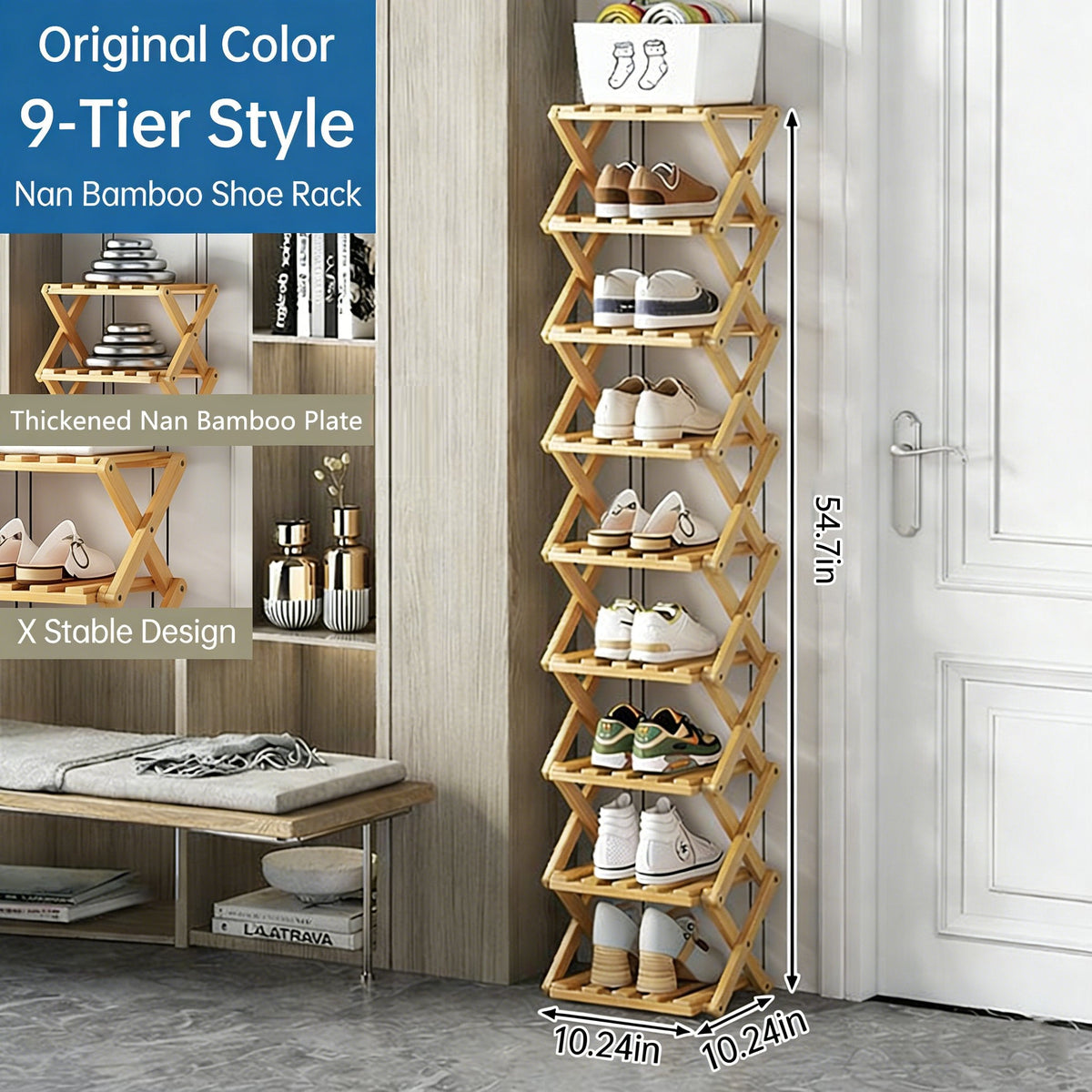 The 9-Tier Bamboo Rack: 3-Tier, 6-Tier, and 9-Tier No-Assembly Storage Solution!