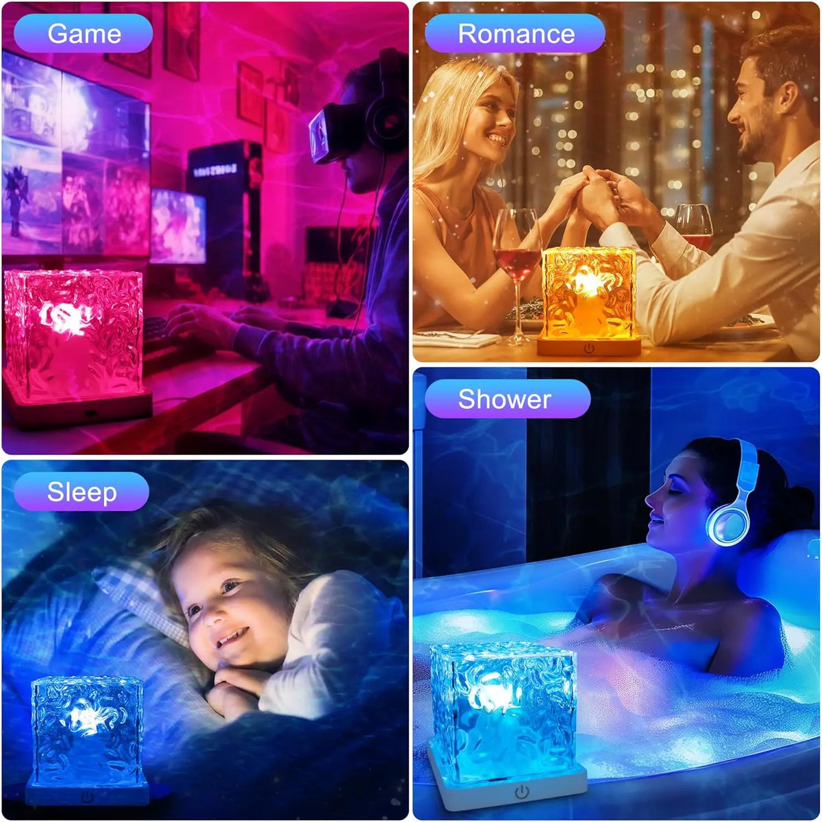 Rechargeable Waterproof Shower Light 16 Colors Ocean Wave Projector with Remote