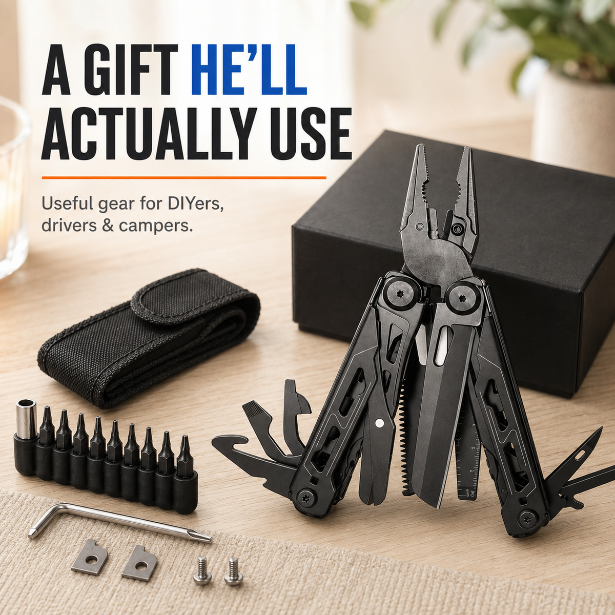 28-in-1 Stainless Steel Multi-Tool Pliers Foldable Pocket Tool for Camping, Hiking, Fishing & Everyday Repairs