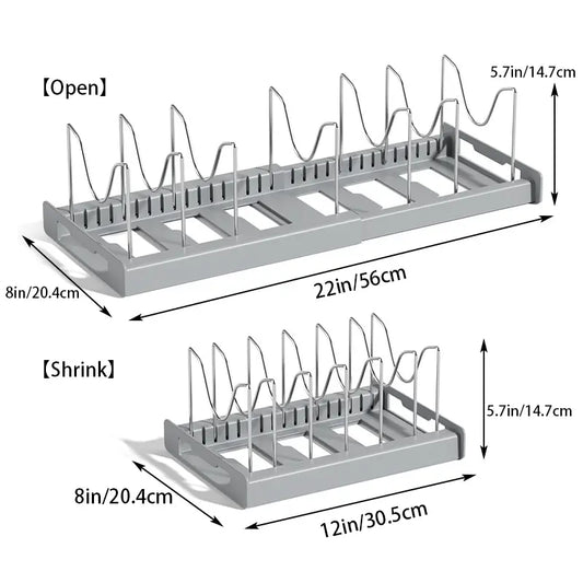 7/10-Slot Adjustable Tableware Organizer Space-Saving Rack for Plates, Lids & Cutting Boards