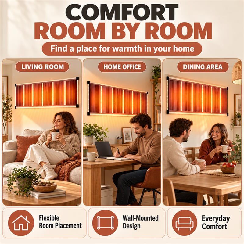 3-Second Rapid Heating Honeycomb Graphene Far-Infrared Ceramic Wall Heater Low Noise & Energy Efficient Indoor Wall