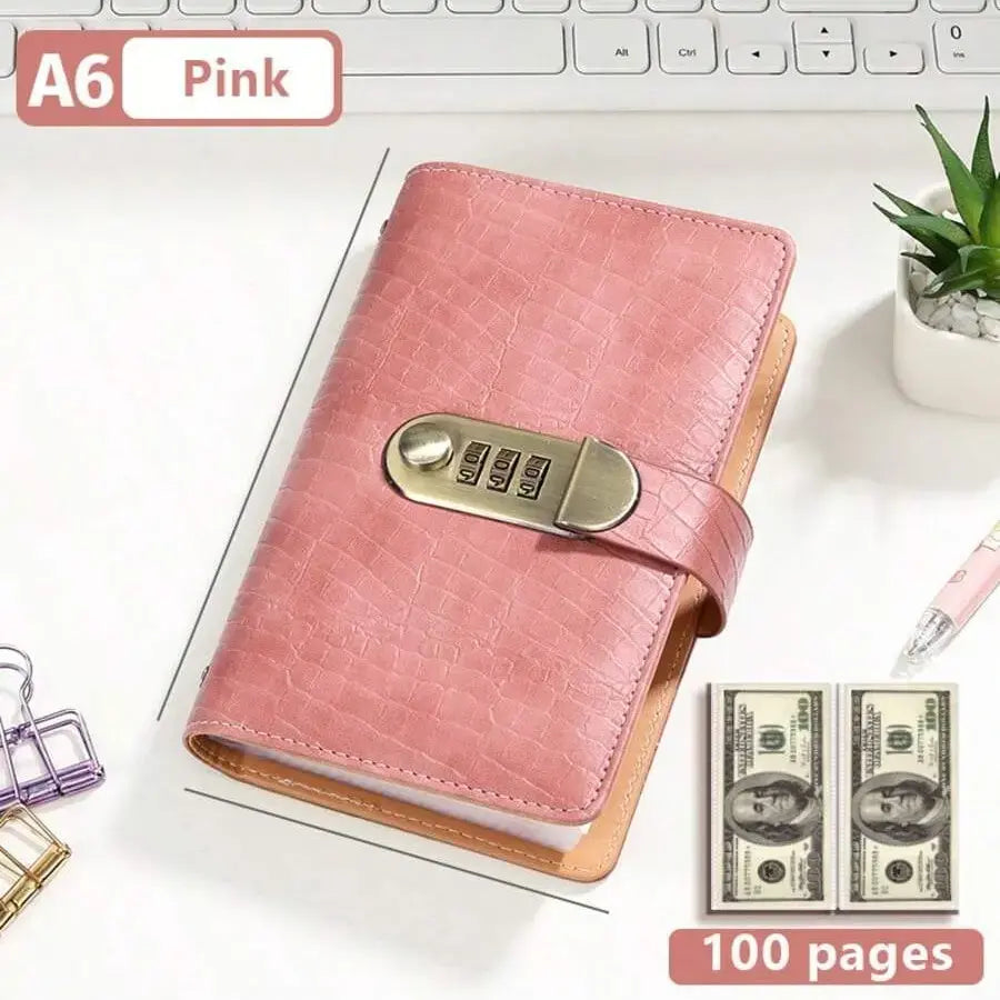 100 Pocket Banknote Collecting Album, PU Leather Password Lock Currency Binder with Clear Transparent Sleeves
