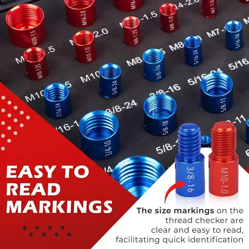 44Pcs Alloy Nut and Bolt Thread Inspector Charge