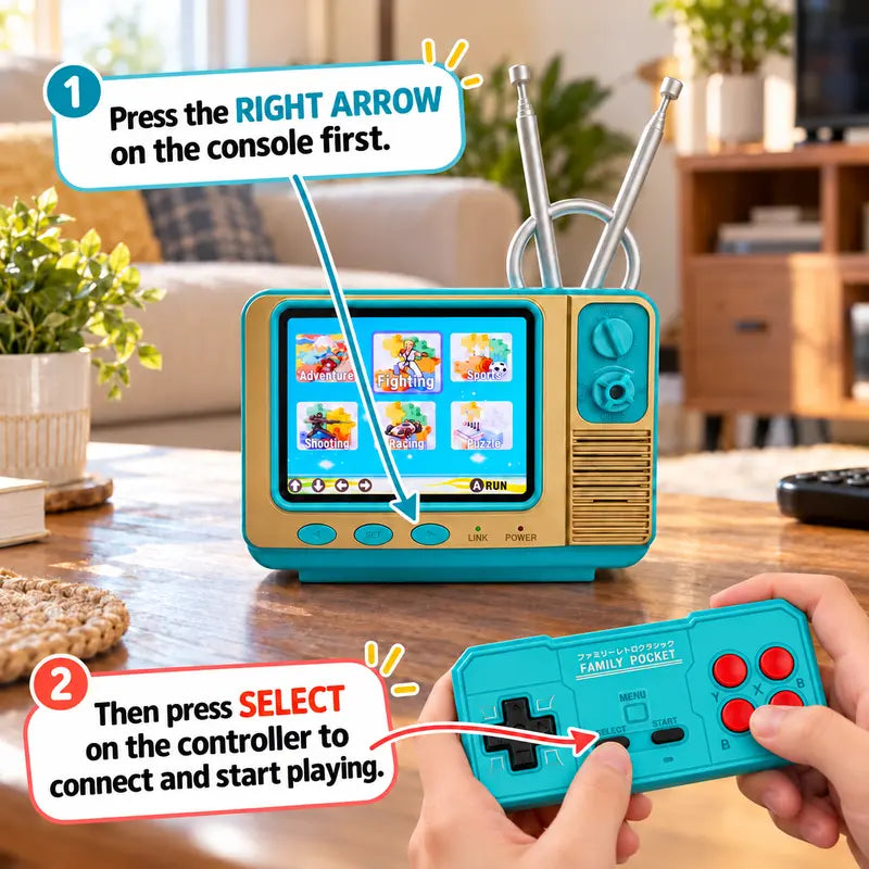 GV300 Retro Mini TV Gaming Console 2.8' IPS Screen, 308 Classic Games & Wireless Controller