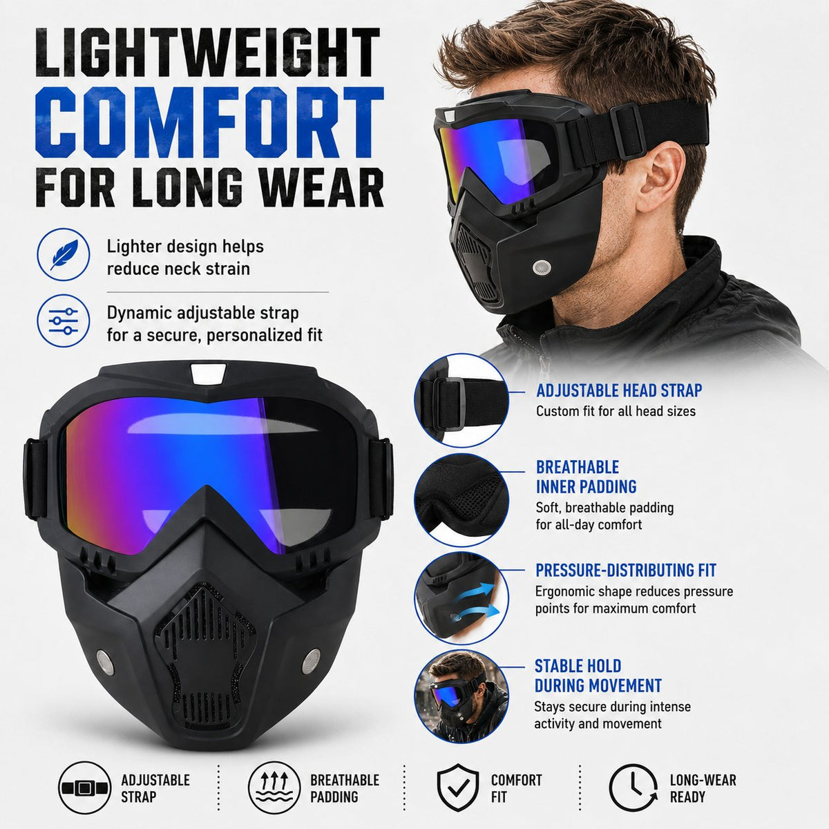 Multi-Functional Protective Face Mask - Auto-Darkening Welding Goggles