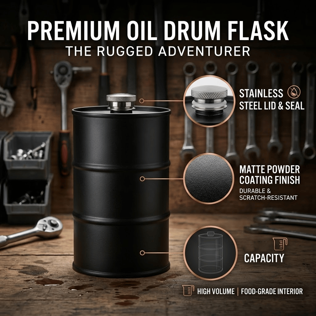 350ml/750ml Oil Drum Anti-rust Leak-proof No Odor Portable Wine Storage Food Grade Camping Whisky Flagon Wine Jug