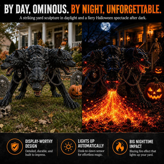 3-Headed Hellhound Halloween Light Make Your Yard the One Everyone Remembers