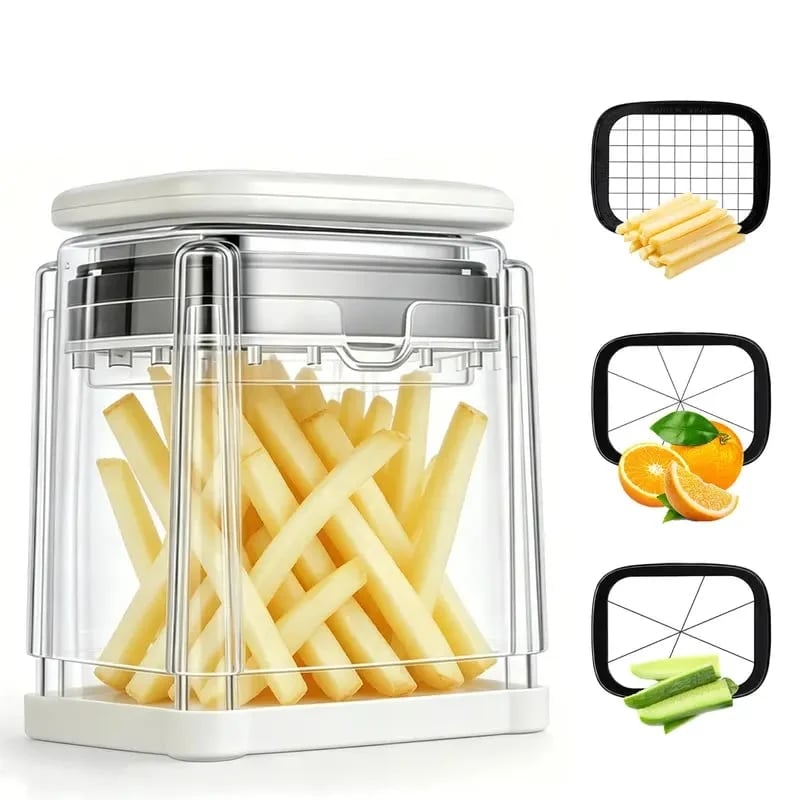 2026 - Fingersafe French Fry Cutter Stainless Steel Potato Slicer with Detachable Interchangeable Blades