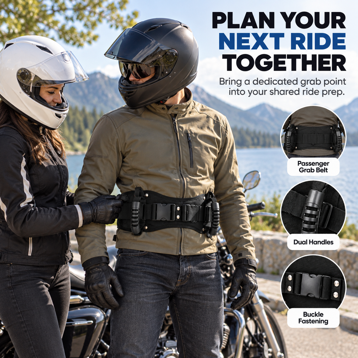 Ride Together Motorcycle Passenger Grab Belt