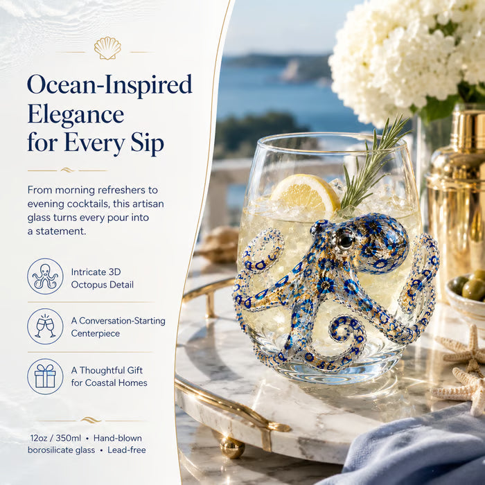Blue Ringed Octopus Handcrafted Glassware