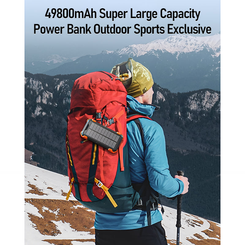 2026 Must-Have: Massive Capacity Power Bank for Emergency & Survival 49800mAh Solar Charger Power Bank with 4 Cables