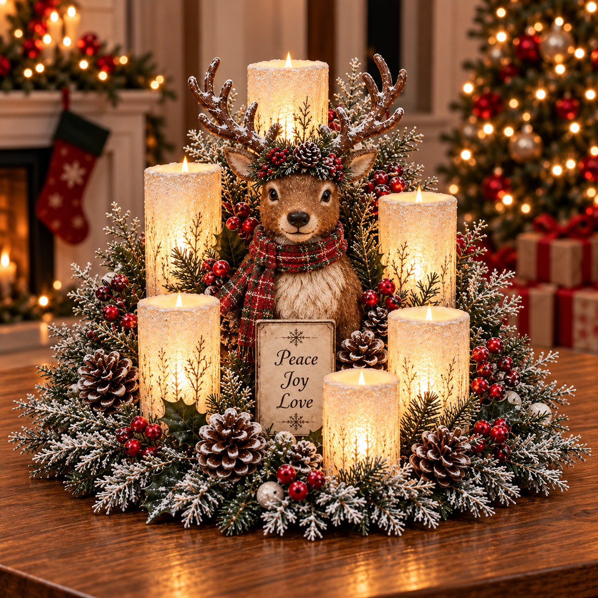 Christmas Santa Table Centerpiece Festive Winter Holiday Decor