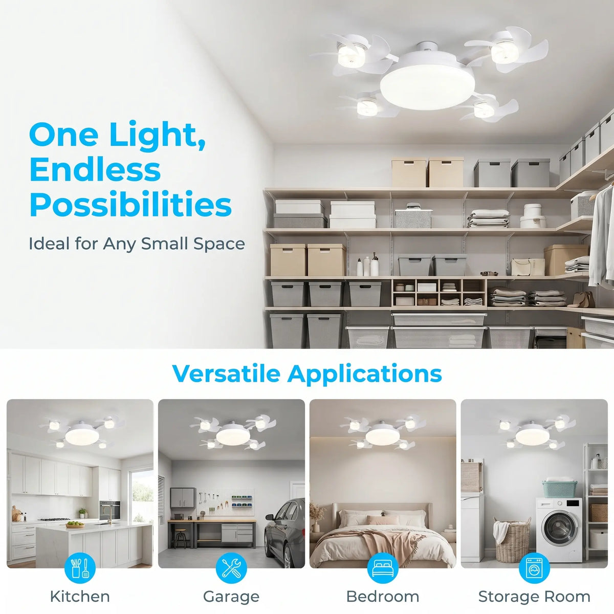 2026 E27 2-in-1 Fan Light | Silent Remote LED Cooling Combo