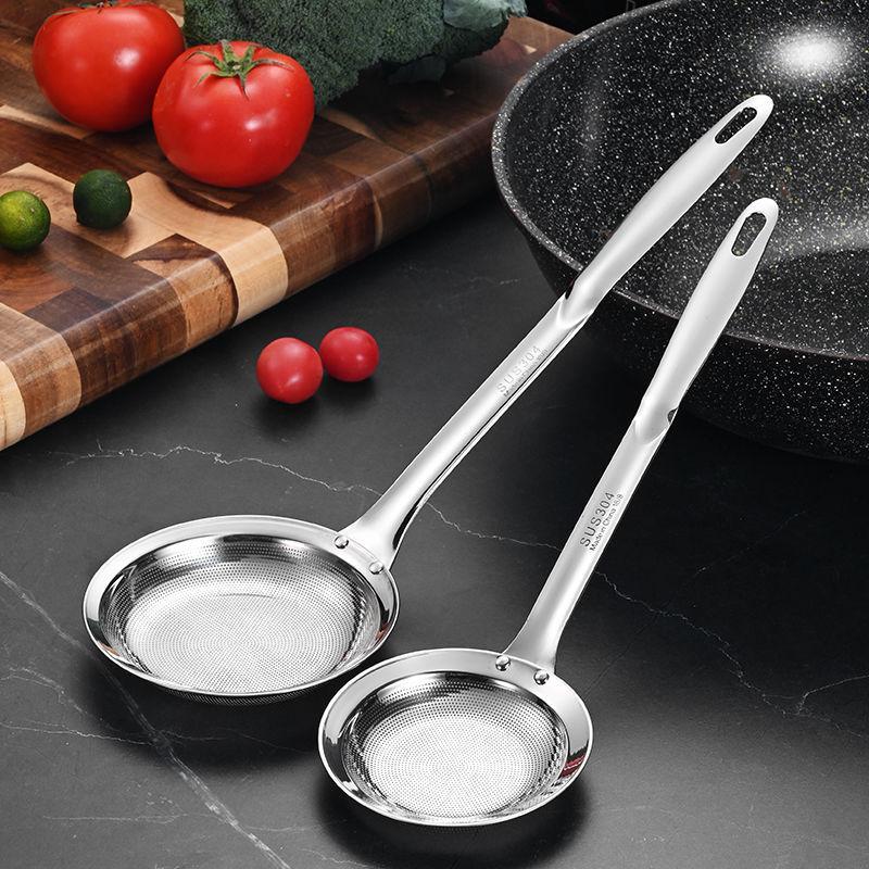 2-Piece Stainless Steel Fine Mesh Skimmer Spoons, Multi-Size Pot Fat Skimmers