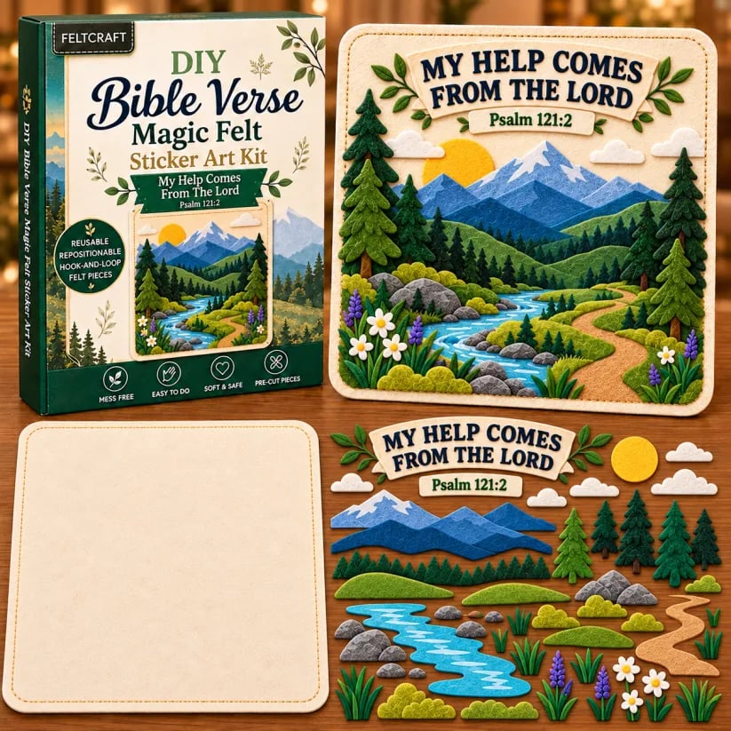 Bible Verse Magic Felt Sticker Art DIY Kit 6 Faith-Inspired Designs