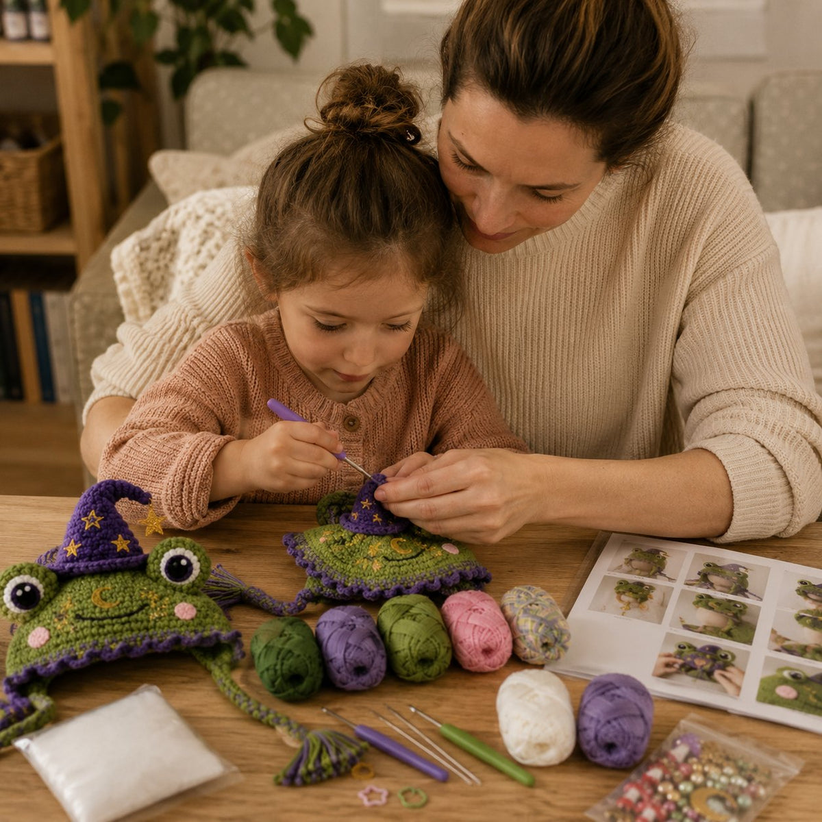 Fantasy Hood Hat DIY Crochet Kit | Premium Soft Yarn Materials with Step-by-Step Guide DIY Handmade Wearable Character