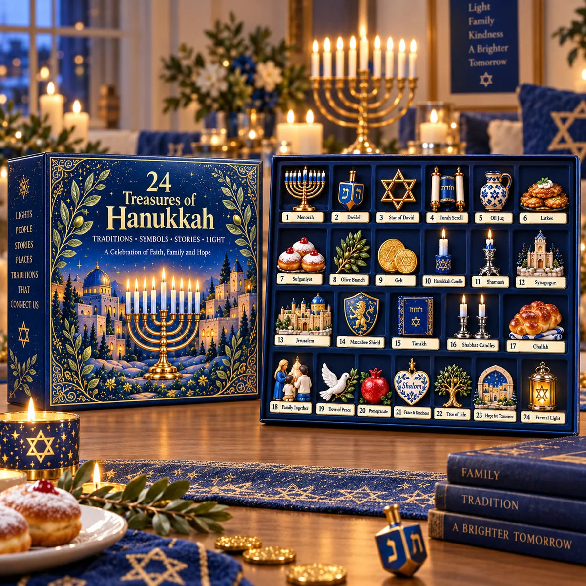 24 Treasures of Hanukkah Traditions, Symbols & Light Countdown Calendar