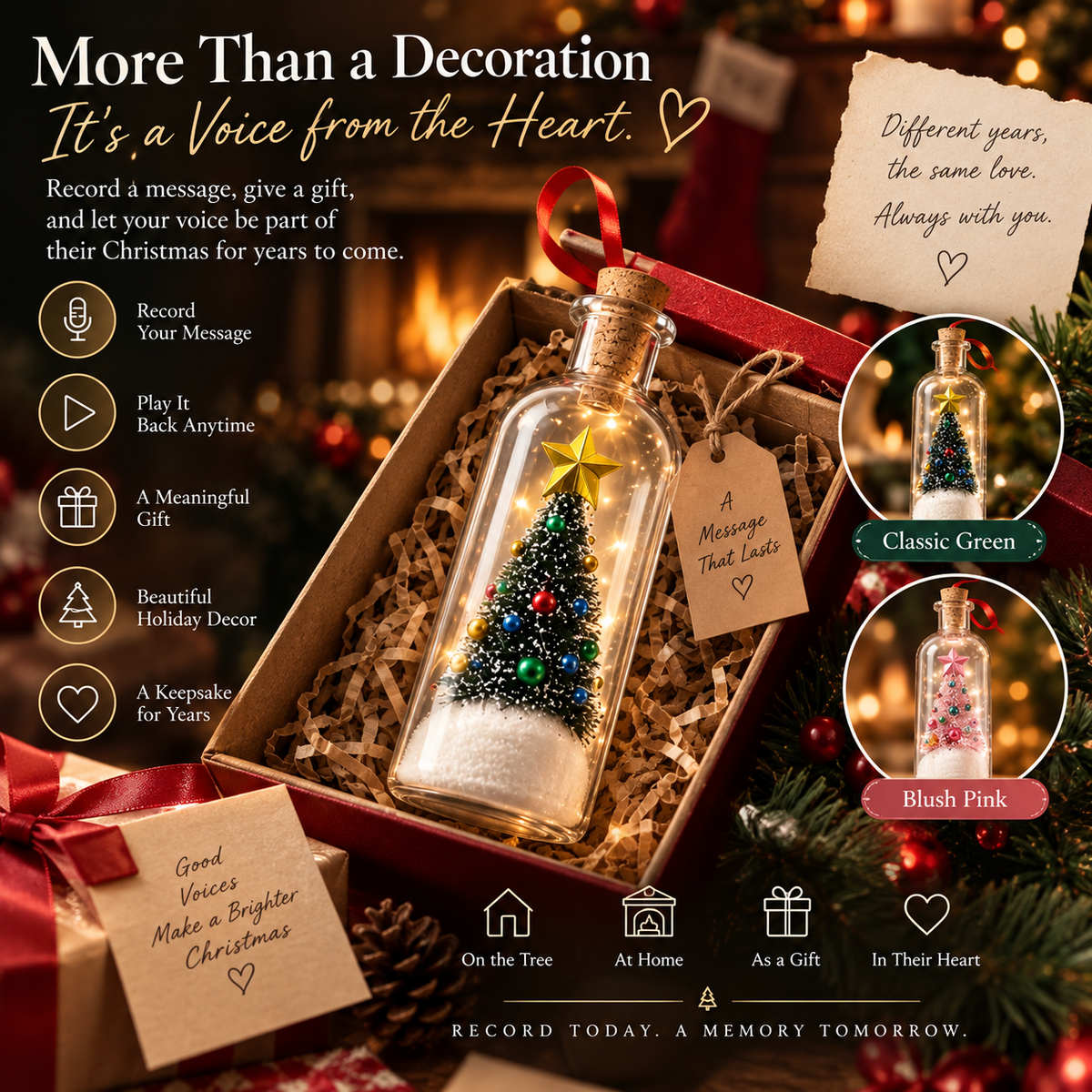 ๐Voice Recordable Ornament Glass Christmas Tree ๐