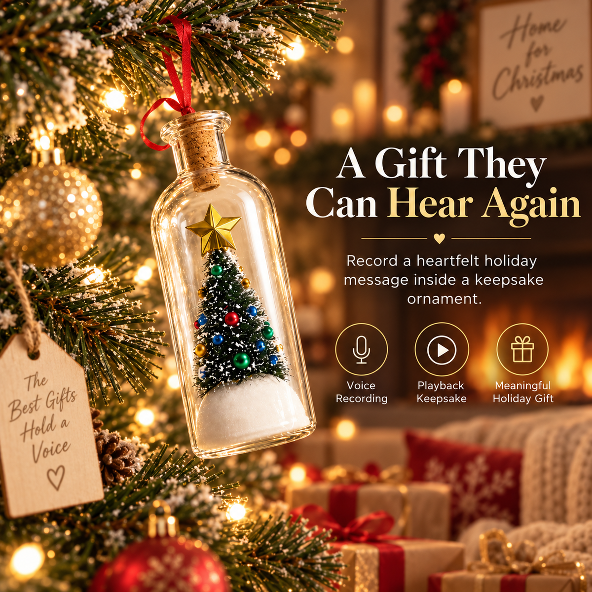 ๐Voice Recordable Ornament Glass Christmas Tree ๐
