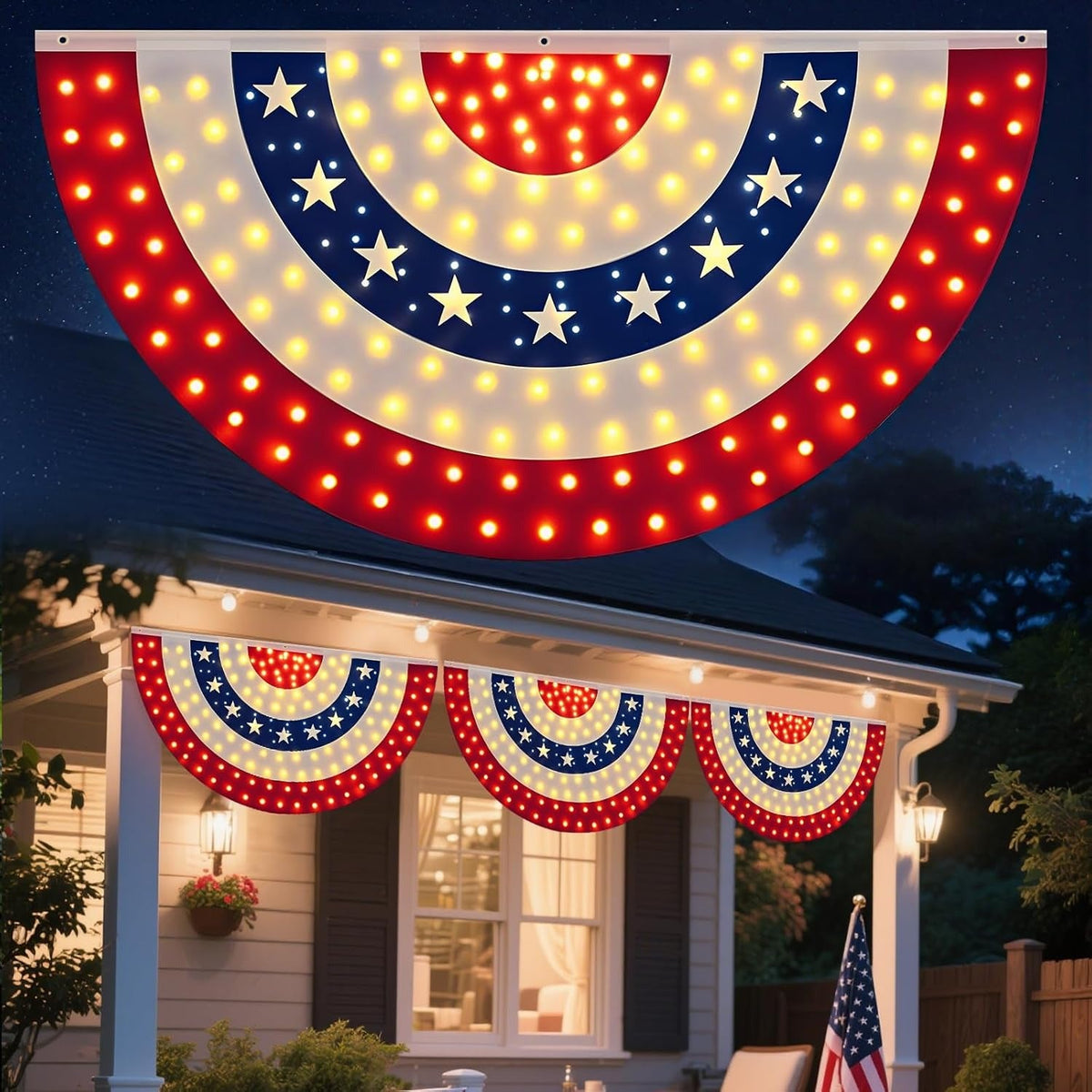 3 x 6 Ft LED Patriotic Bunting Banner for America s 250th