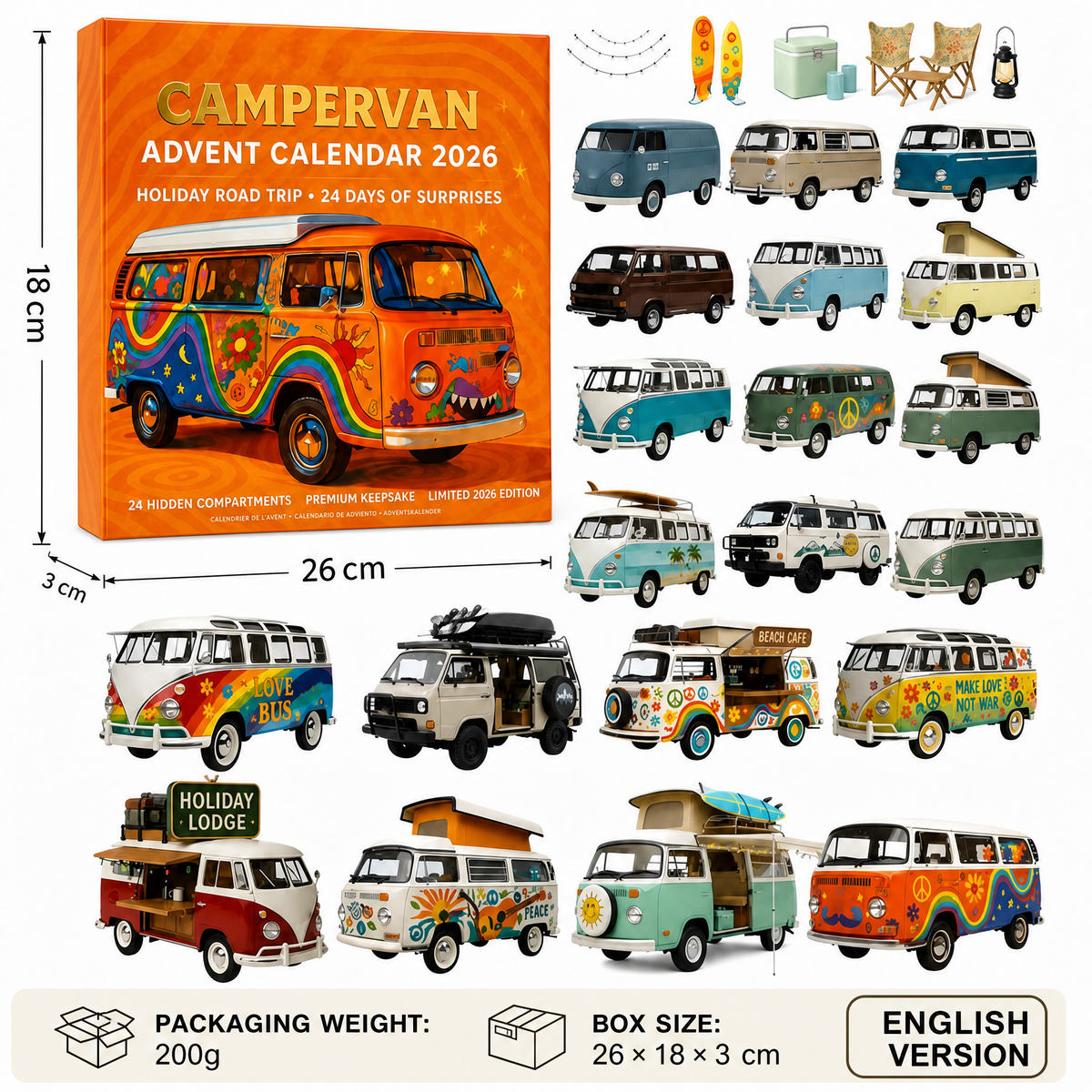 2026 Campervan Advent Calendar with 24 Mini Van Surprises