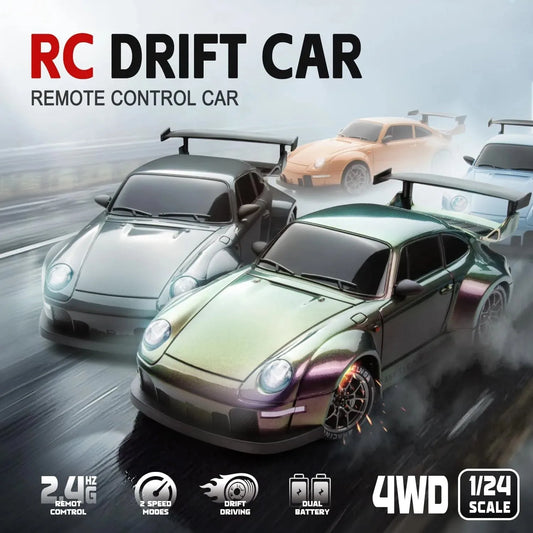 1/24 4WD RC Drift Car β 20KM/H High-Speed with LED Lights