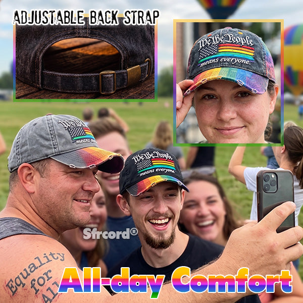 Rainbow Freedom Pride Distressed Cap