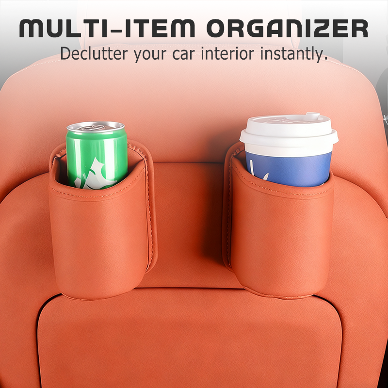 Leather Car Door Cup Holder Wide mouth opening, easy reach for drinks & phone