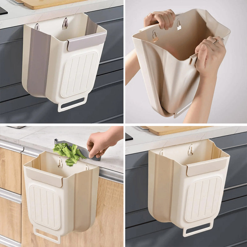 Collapsible Hanging Trash Can for Kitchen Cabinet Door Space-Saving Waste Bin (6L/11L)