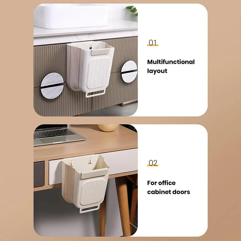 Collapsible Hanging Trash Can for Kitchen Cabinet Door Space-Saving Waste Bin (6L/11L)