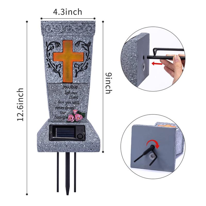 arrival Solar LED Grave Vase with Ground Spike for Cemetery Headstones Memorial Flower Holder