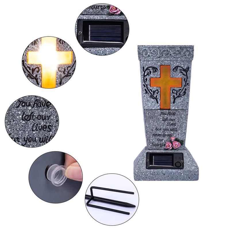 arrival Solar LED Grave Vase with Ground Spike for Cemetery Headstones Memorial Flower Holder