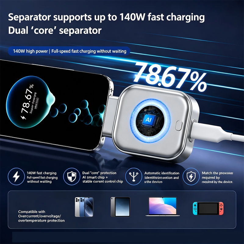 Summer Awakening:! 140W Super Fast Charger with AI Auto Shutdown USB-C PD3.1 Intelligent Battery Protection Universal